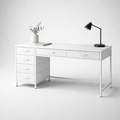 White Office Desk with 5 Drawers
