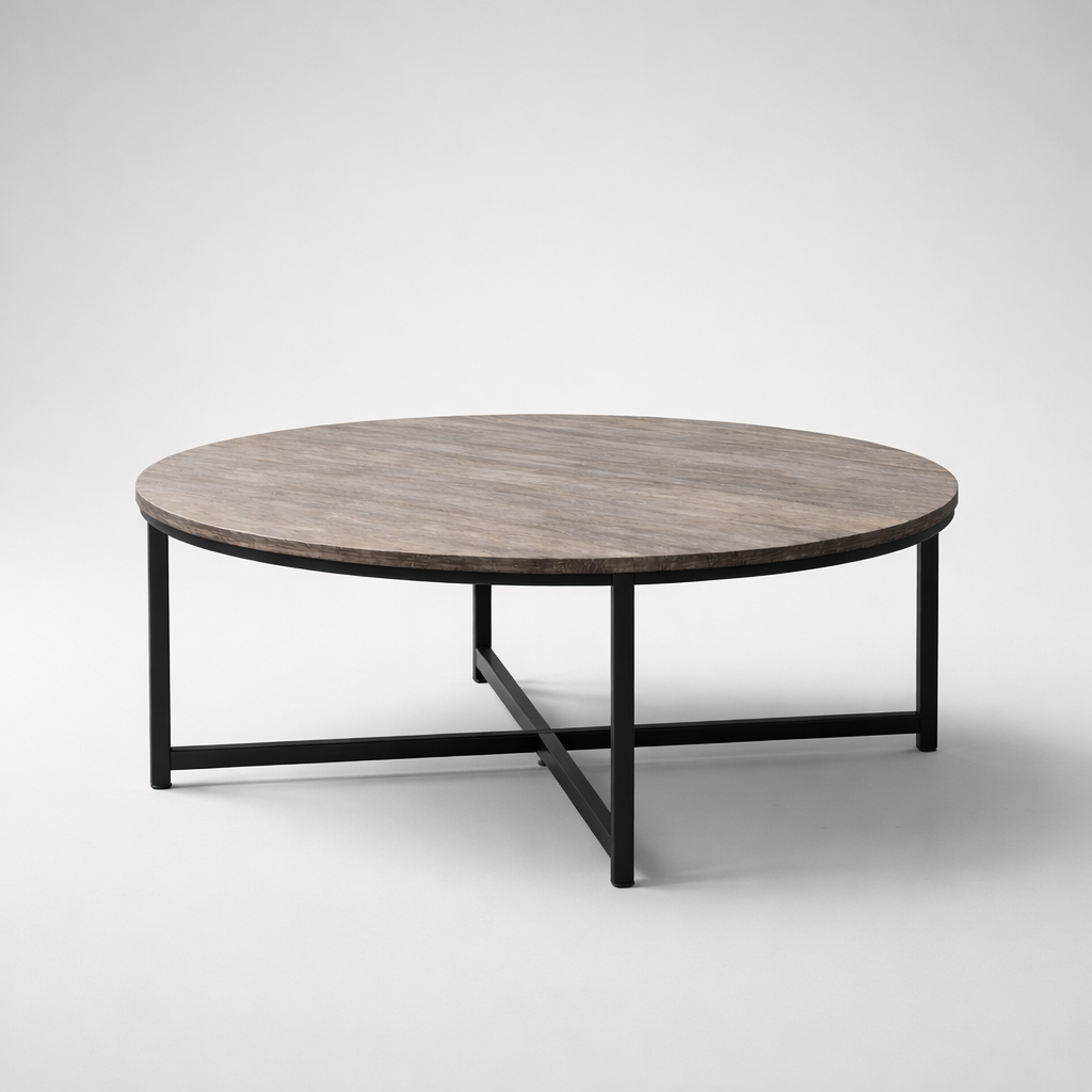 Round Coffee Table with Wood Top