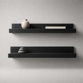 Set of 2 Black Floating Wall Shelves – Modern Minimalist Storage