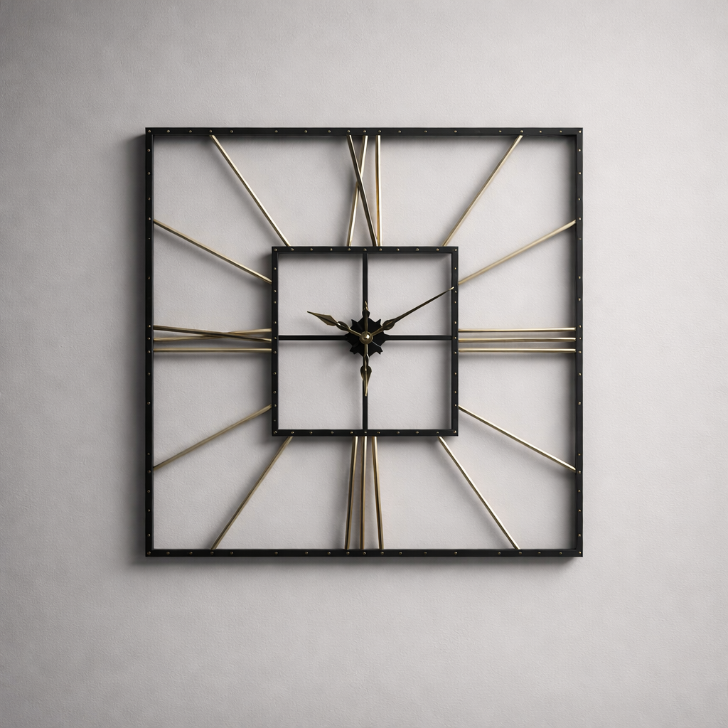 Modern Metal Wall Clock – Black & Gold