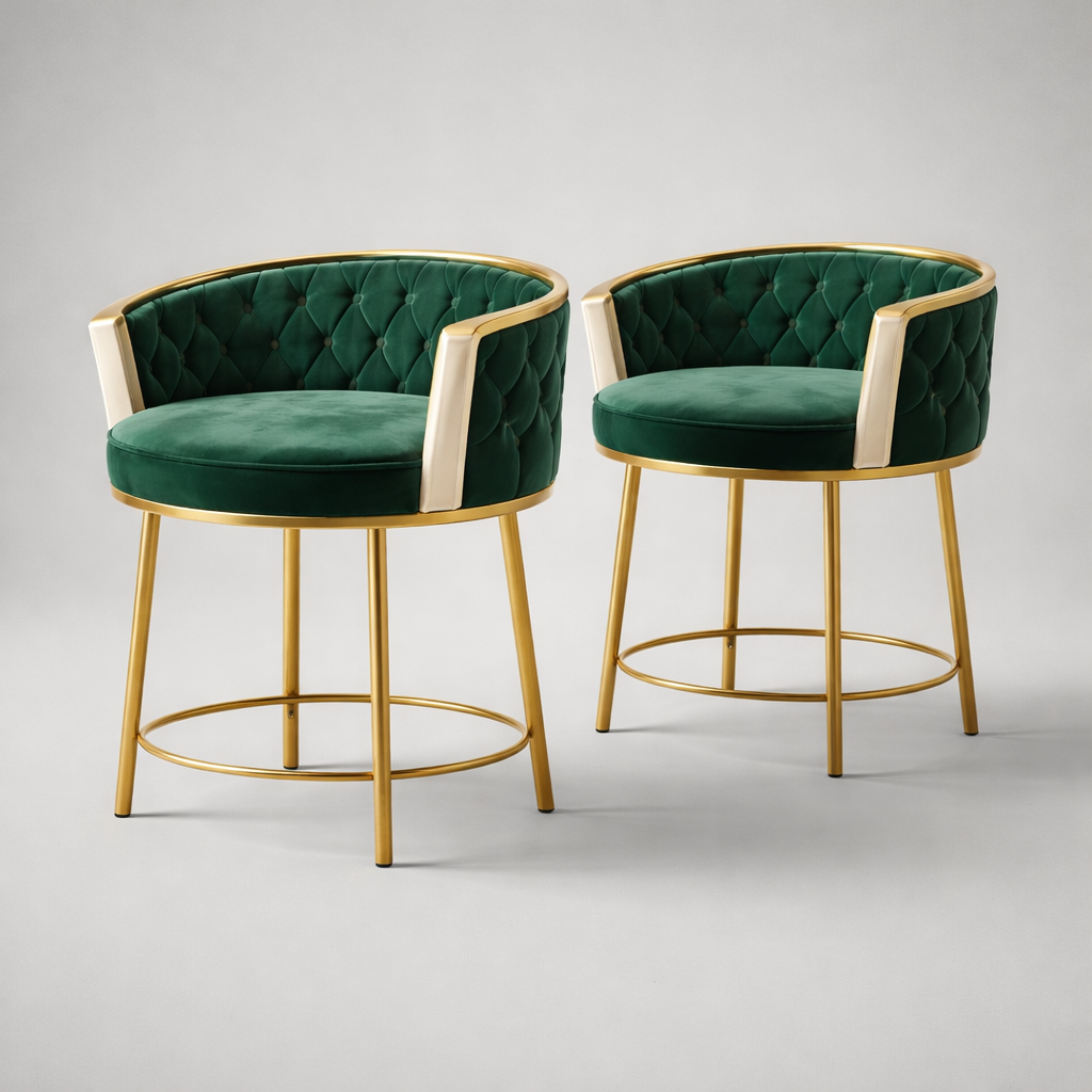 Green Velvet Accent Chairs (Set of 2) Gold Frame