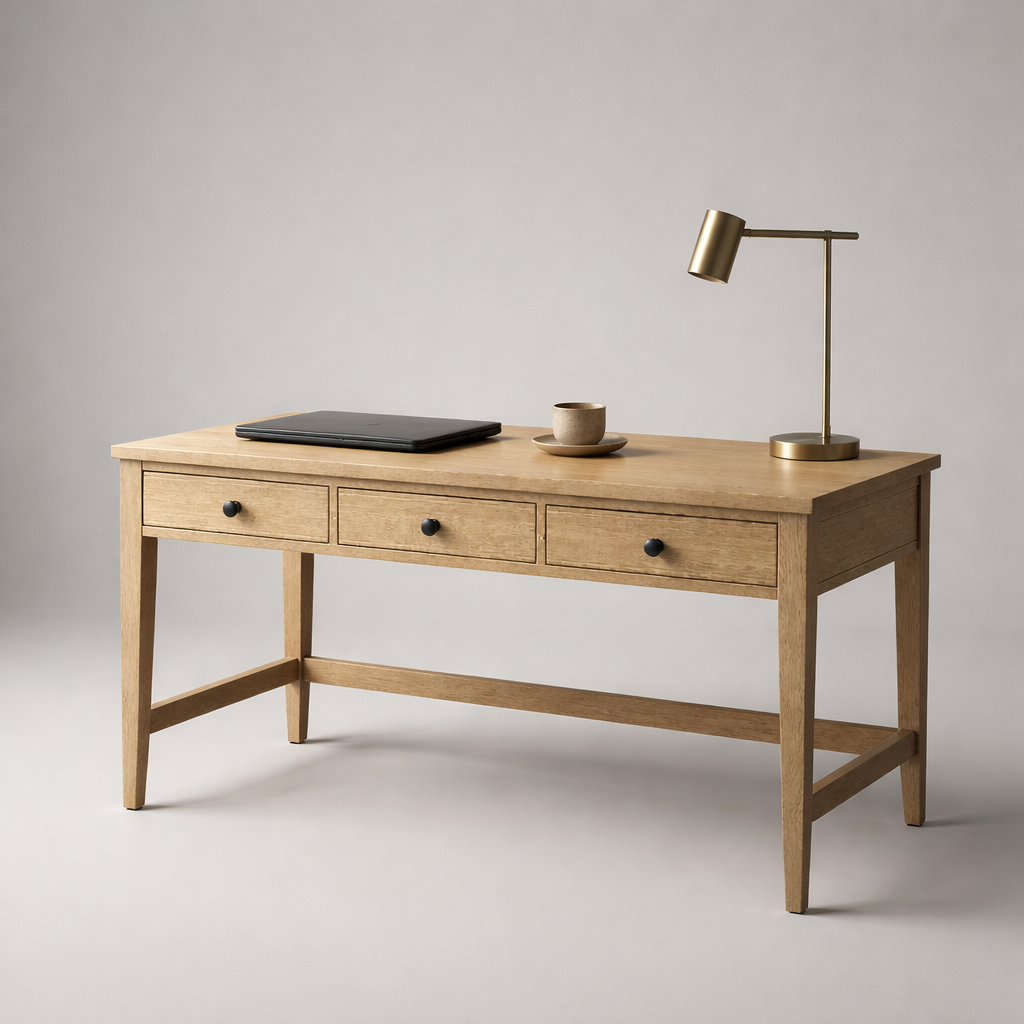 Modern Wooden Writing Desk with Drawers
