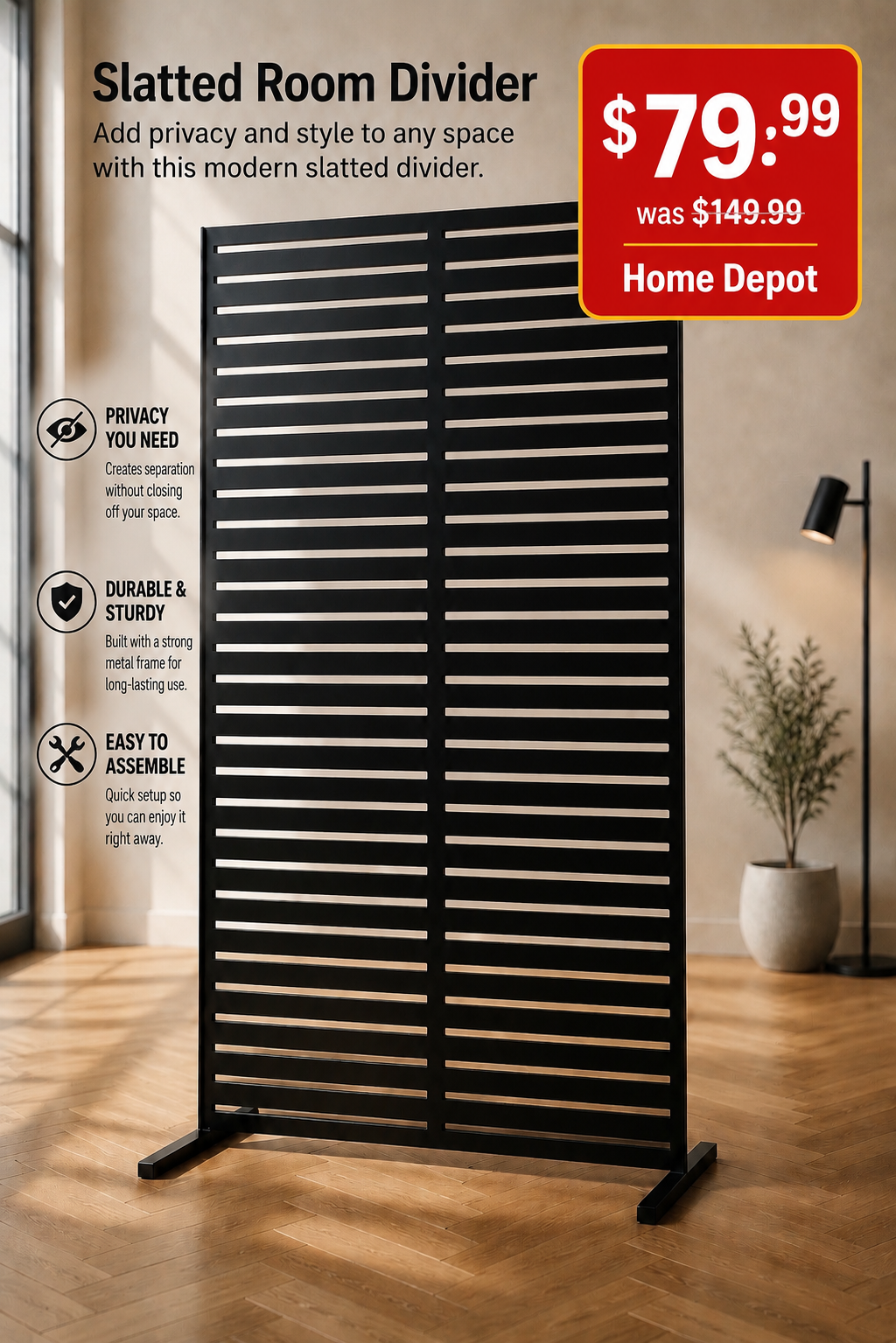 Modern Home Bundle Set – Accent Chair, Bookcase & Room Divider | $199.99