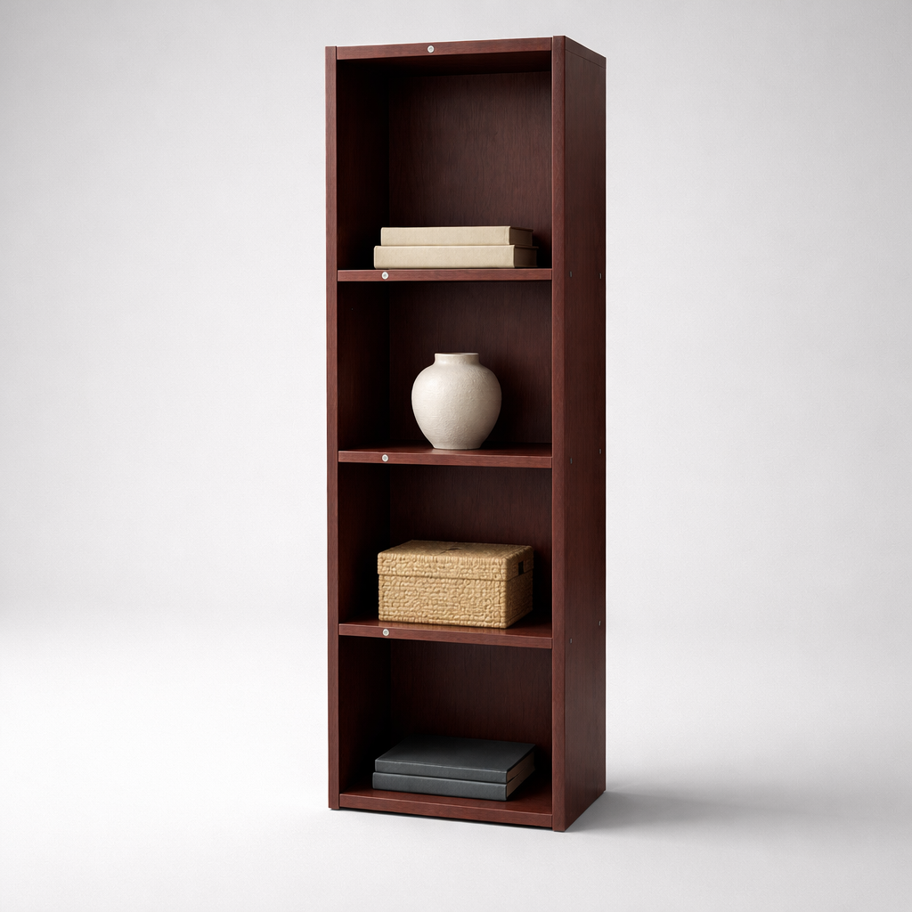 Modern 4 Shelf Wooden Bookcase Organizer