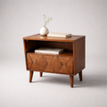 Mid-Century Wooden Nightstand with Drawer & Shelf