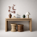 Modern Solid Wood Console Table – Minimalist Entryway Sofa Table Natural Finish ji