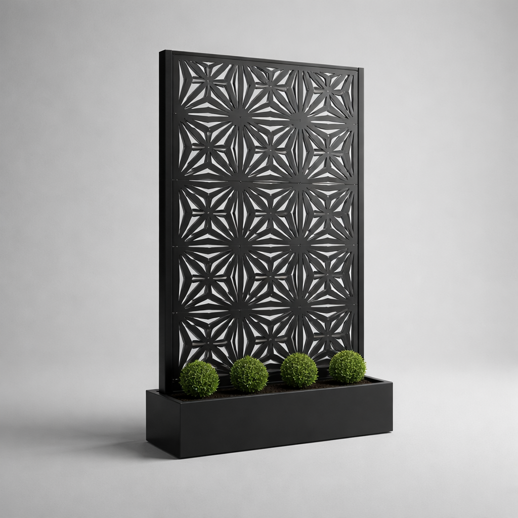 Modern Metal Privacy Screen Planter Divider